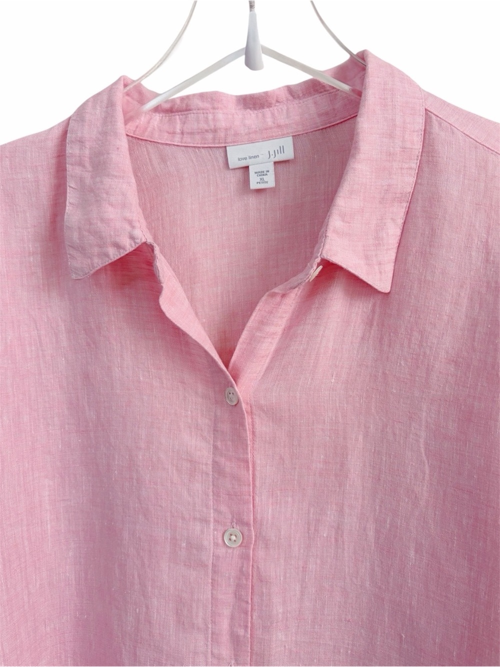 J. Jill | Linen Button Up Long Sleeve Pink Shirt XL Petite - Picture 2 of 10